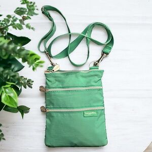 Baggallini Triple Zip Nylon Crossbody Bag Special Edition Green